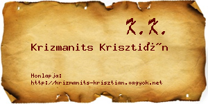 Krizmanits Krisztián névjegykártya